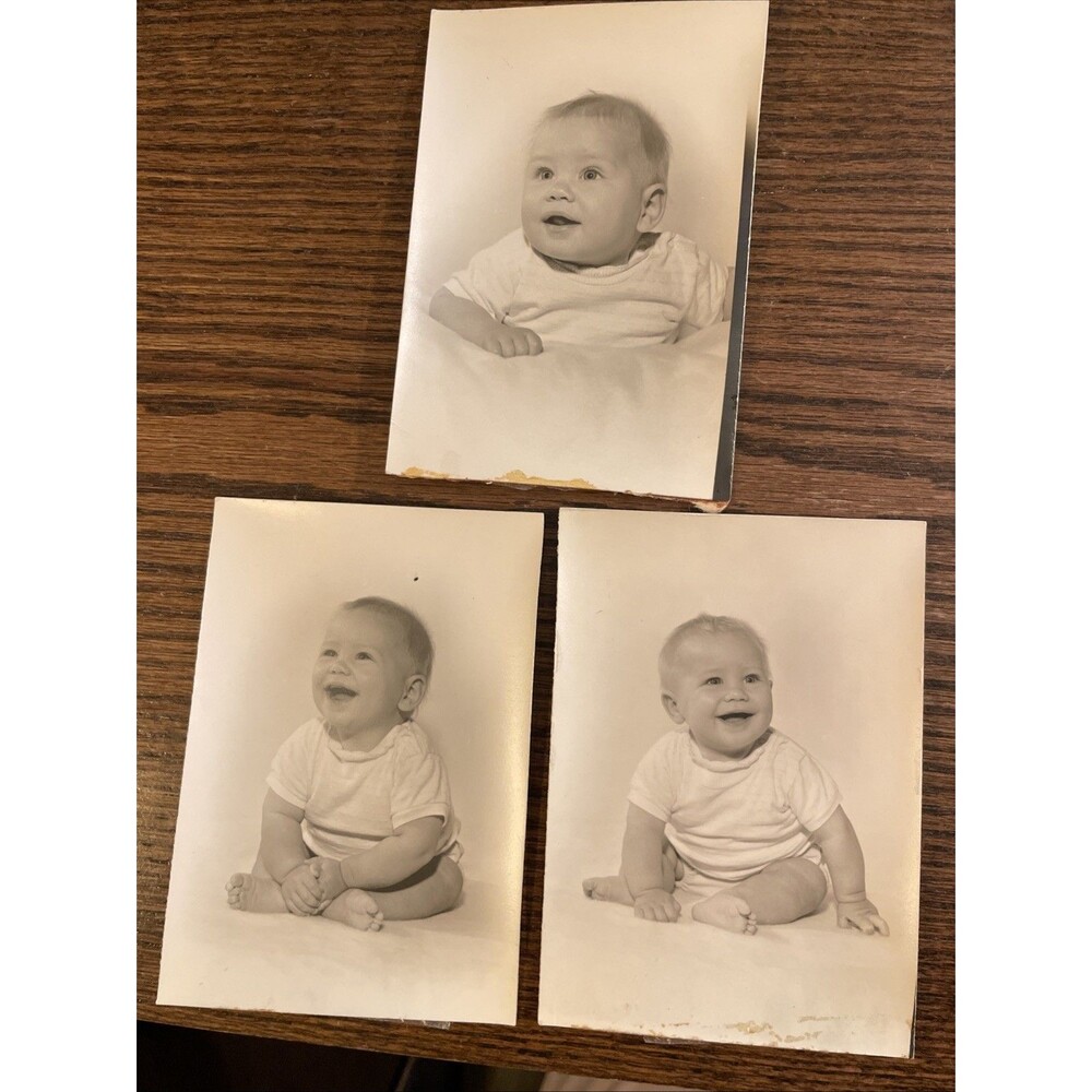 ORIGINAL VINTAGE 50s 60s Baby Studio Portrait Sheet B&W Ephemera Set 3